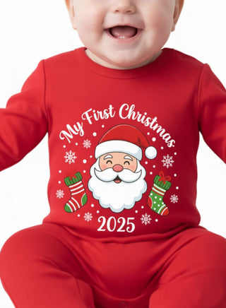 My First Christmas 2025 Red Baby Romper