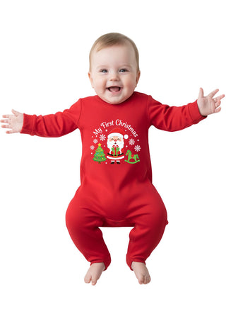 My First Christmas Santa Tree Red Romper