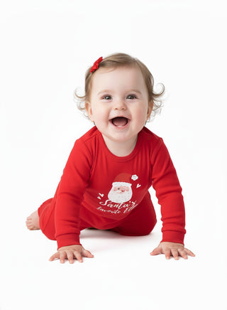 Santa’s Favorite Elf Red Christmas Baby Romper