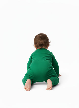 Reindeer Merry Christmas Green Baby Romper