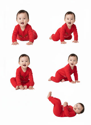 Reindeer Merry Christmas Red Baby Romper