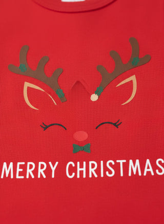 Reindeer Merry Christmas Red Baby Romper