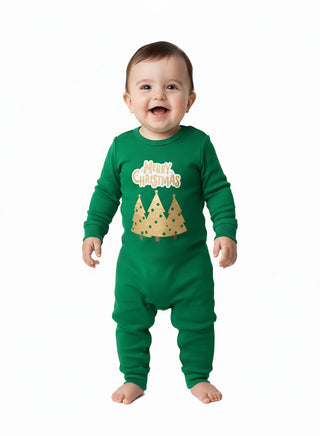 Merry Christmas Golden Tree Unisex Baby Romper
