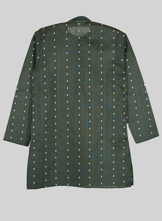 Boys Festive Green Printed Kurta Pajama Set