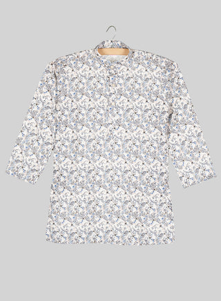 Boys Festive Grey Allover Printed Kurta Set