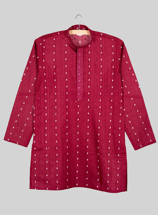 Boys Festive Maroon Printed Kurta Pajama Set