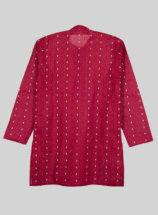 Boys Festive Maroon Printed Kurta Pajama Set