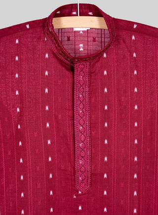 Boys Festive Maroon Printed Kurta Pajama Set