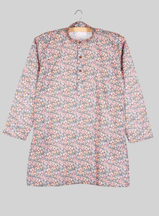 Boys Festive Floral Printed Kurta Pajama Set
