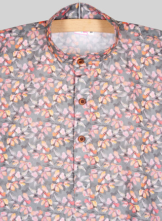 Boys Festive Floral Printed Kurta Pajama Set