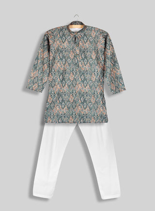 Boys Festive Geometric Printed Kurta Pajama Set