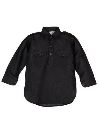 Boys Festive Black Pathani Kurta Pajama Ethnic Set