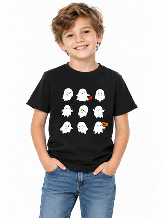 Kids Halloween t-shirt with ghost halloween, front view