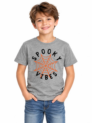 Kids Halloween t-shirt with halloween vibes front view