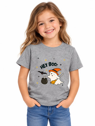 Kids Halloween t-shirt with halloween boo, front view