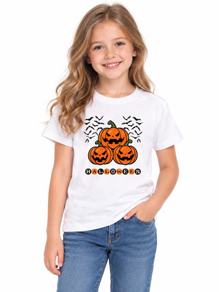 Kids Halloween t-shirt with halloween bats prnt front view