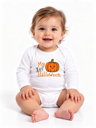 My 1st Halloween Baby Bodysuit | Long Sleeve Pumpkin Onesie