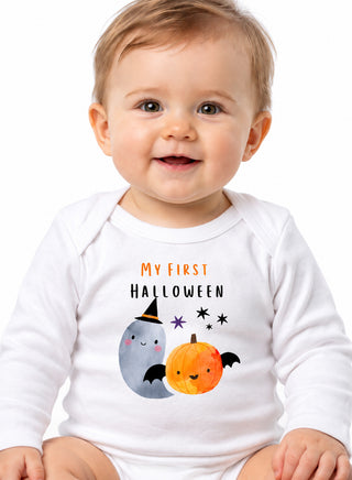 Cute Ghost And Pumpkin Baby Halloween Romper