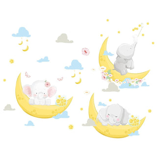 Baby Elephant on the Moon Wall Sticker For Kids Room