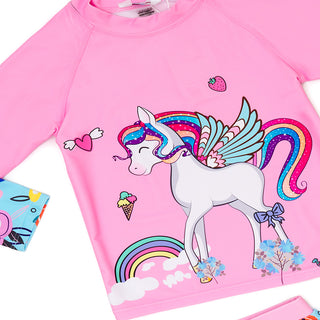 Three-piece Unicorn Rainbow Swimwear Set for Girls