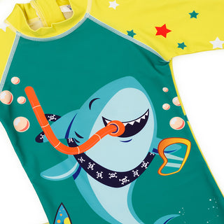 Shark-Themed Swimwear Set with Cap for Boys