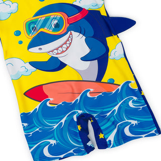 Surfing Shark Swimwear Set with Cap for Boys