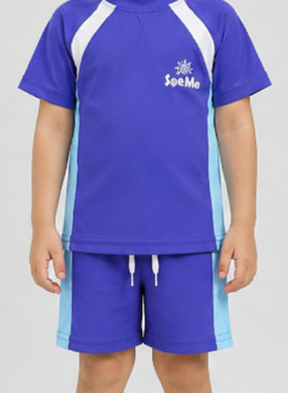 Boys Navy Blue Rash Guard Swim Set