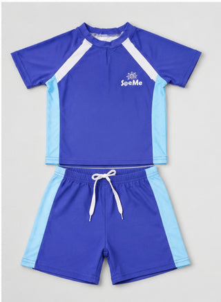 Boys Navy Blue Rash Guard Swim Set