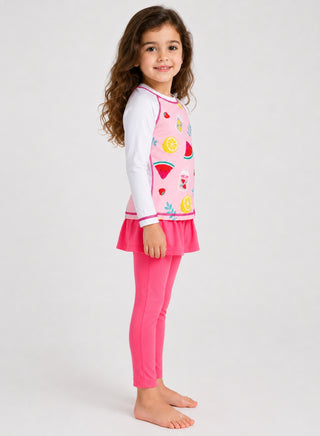Girls Fruit Print Top Pant Skirt Swim 2 Piece Set