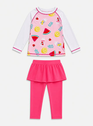 Girls Fruit Print Top Pant Skirt Swim 2 Piece Set