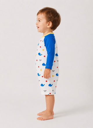 Boys Whale Print Long Sleeve Swimsuit