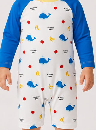 Boys Whale Print Long Sleeve Swimsuit