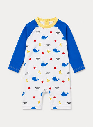 Boys Whale Print Long Sleeve Swimsuit