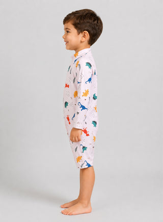 Boys Dinosaur Print Long Sleeve One Piece Swimsuit