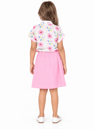Cute pink skirt and floral print top for girls