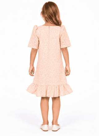 Elegant Peach Dress with Floral Embroidery for Stylish Girls
