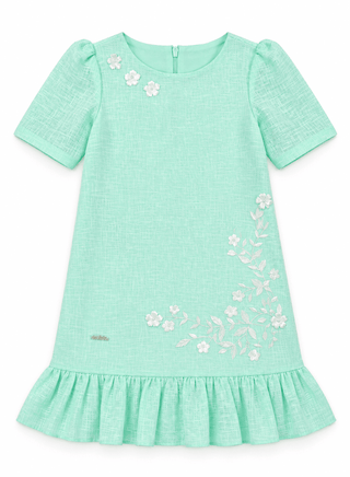 Elegant Green Dress with Floral Embroidery for Stylish Girls