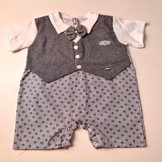 Gentlemen romper grey and white with bow tie