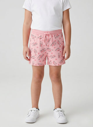 Shop girlsâ€™ love heart print cotton shorts with an elastic waist and adjustable drawstring. Soft, comfortable casual wear for kids aged 2â€“8 years.