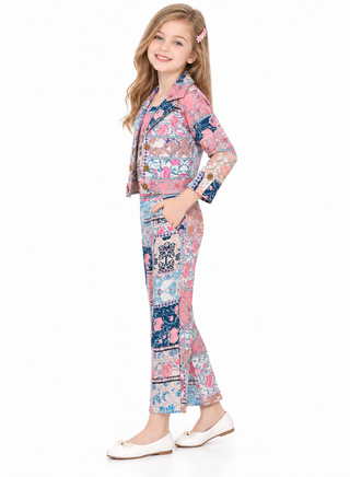 Trendy patchwork three-piece outfit for girls