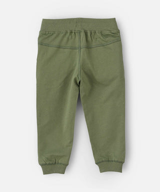Babyqlo Plain green with car embroidery feature lounge pant for boys