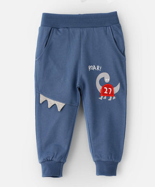 Babyqlo Roar cute dino with grey spikes cotton lounge pant for boys