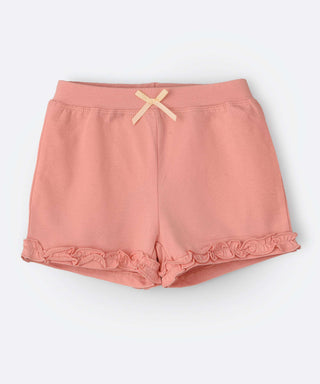 Babyqlo Plain cotton Shorts with bow and flower feature for little girls