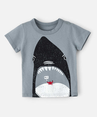 Babyqlo Shark eating crab printed cotton t-shirt for boys