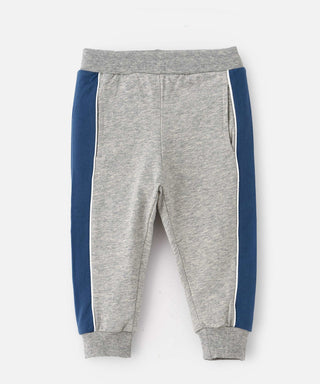Babyqlo Grey lounge pants with blue stripes for boys