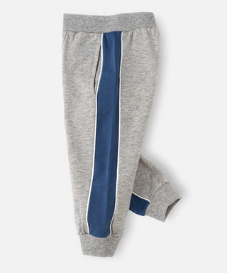 Babyqlo Grey lounge pants with blue stripes for boys