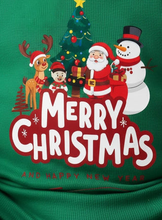 Merry Christmas Family Print Baby Romper in Green