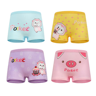 Babyqlo Porket Printed Cotton Underpant Pack of 4 For Girls- Multicolor