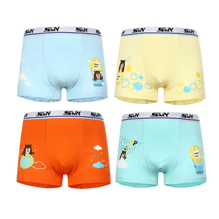 Babyqlo Happy Bear Printed Cotton Underpant Pack of 4 For Boys - Multicolor