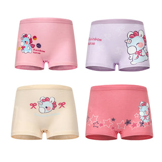 Babyqlo Unicorn Printed Cotton Underpant Pack of 4 For Girls- Multicolor